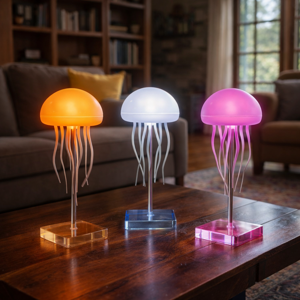 Color Changing Jellyfish LED Lamp – Decorative Medusa Table Lamp with Remote Control, Relaxing Ambient Light for Bedroom & Living Room